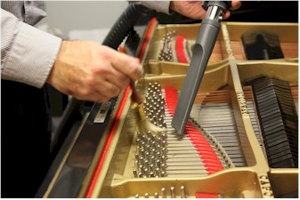 Dusting Between Tuning Pins